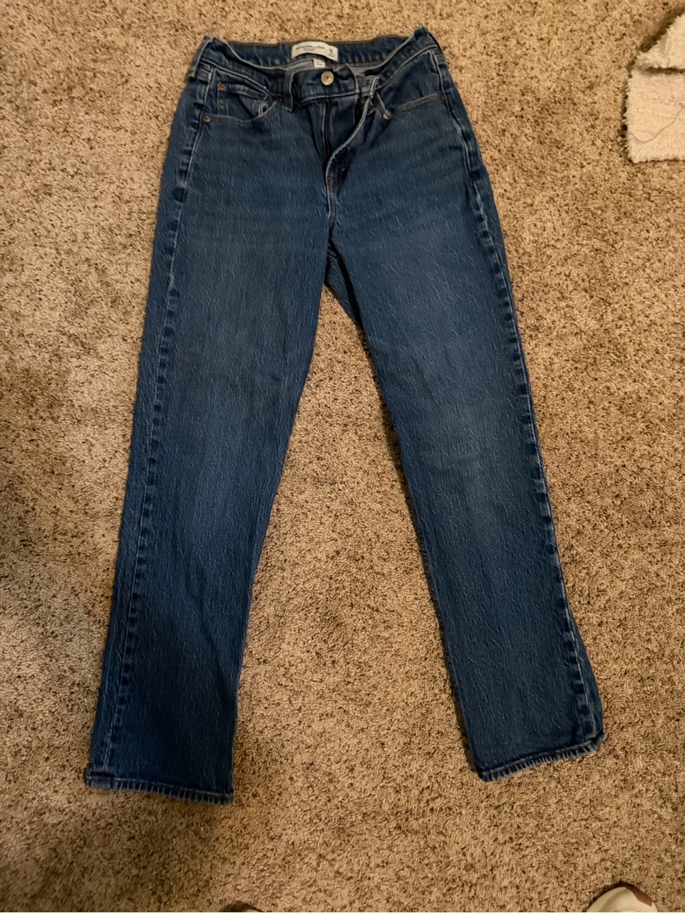 Abercrombie & Fitch Straight Leg Jeans in Dark Blue Denim